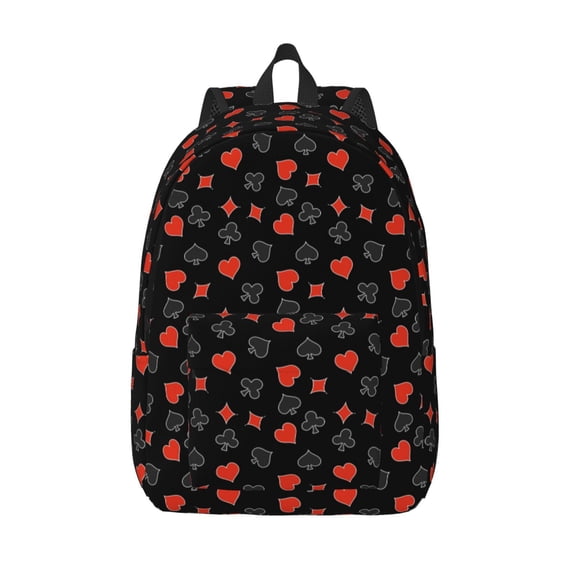 Vsdgher Poker Creative Symbols Print Canvas Backpack Travel Rucksack Unisex Knapsack 15.7/17.7Inch Laptop Backpack for Work,College -Medium