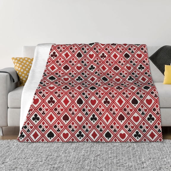 Vsdgher Poker Pattern Fleece Throw Blanket, Horizontal Fleece Bedding Home Decor for Couch & Bed All Season Use -40"x30"