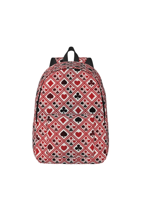 Poker Print Canvas Backpack Travel Rucksack Unisex Knapsack 15.7/17.7Inch Laptop Backpack for Work,College -Medium