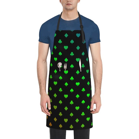 Vsdgher Poker Shapes Waterproof Apron with 2 Pockets Kitchen Chef Aprons Bibs for Grooming Cooking Baking Painting Gardening