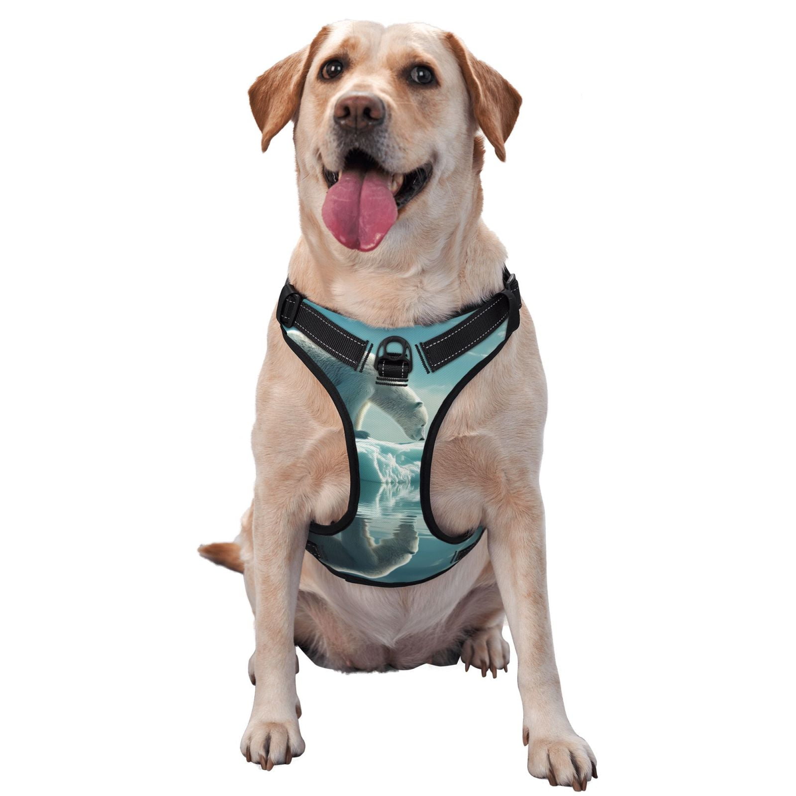 Vsdgher Polar Bear On Iceberg Dog Harness, No-Pull Pet Harness, Dog Vest, Pet Vest for Small to Large Dogs-Medium