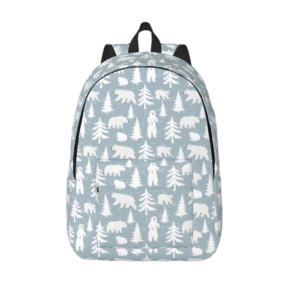 Vsdgher Polar Bears And Snowy Winter Print Canvas Backpack Travel Rucksack Unisex Knapsack 15.7/17.7Inch Laptop Backpack for Work,College -Small