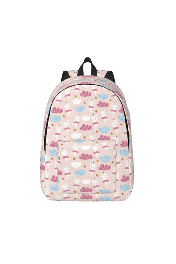 Poodle In Ballet Skirts Dancing Print Canvas Backpack Travel Rucksack Unisex Knapsack 15.7/17.7Inch Laptop Backpack for Work,College -Small