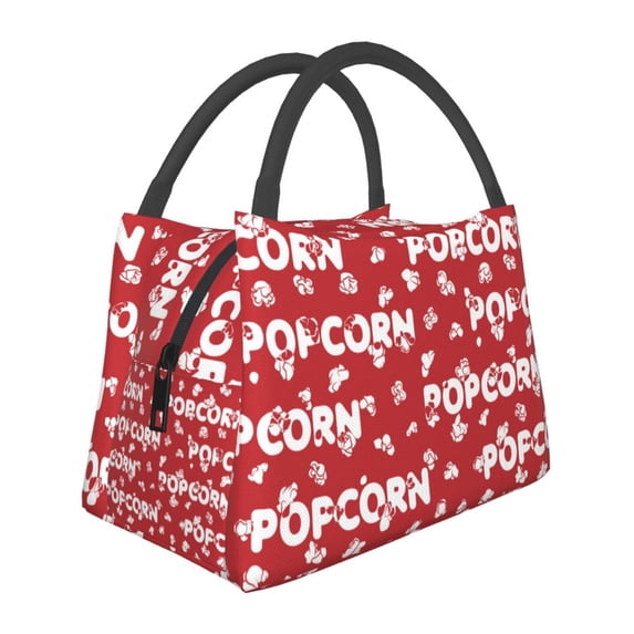 Vsdgher Popcorn2 Print Insulated Reusable Bags with Sturdy Zipper and Handles, Foldable Totes for Hot or Cold Food Bring or Delivery