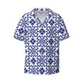 thumbnail image 1 of Vsdgher Porcelain Chinaware Print Men's Wrinkle Free Untucked Cuban Shirt Business Casual Button Down Shirts Short Sleeve Shirt, 1 of 7