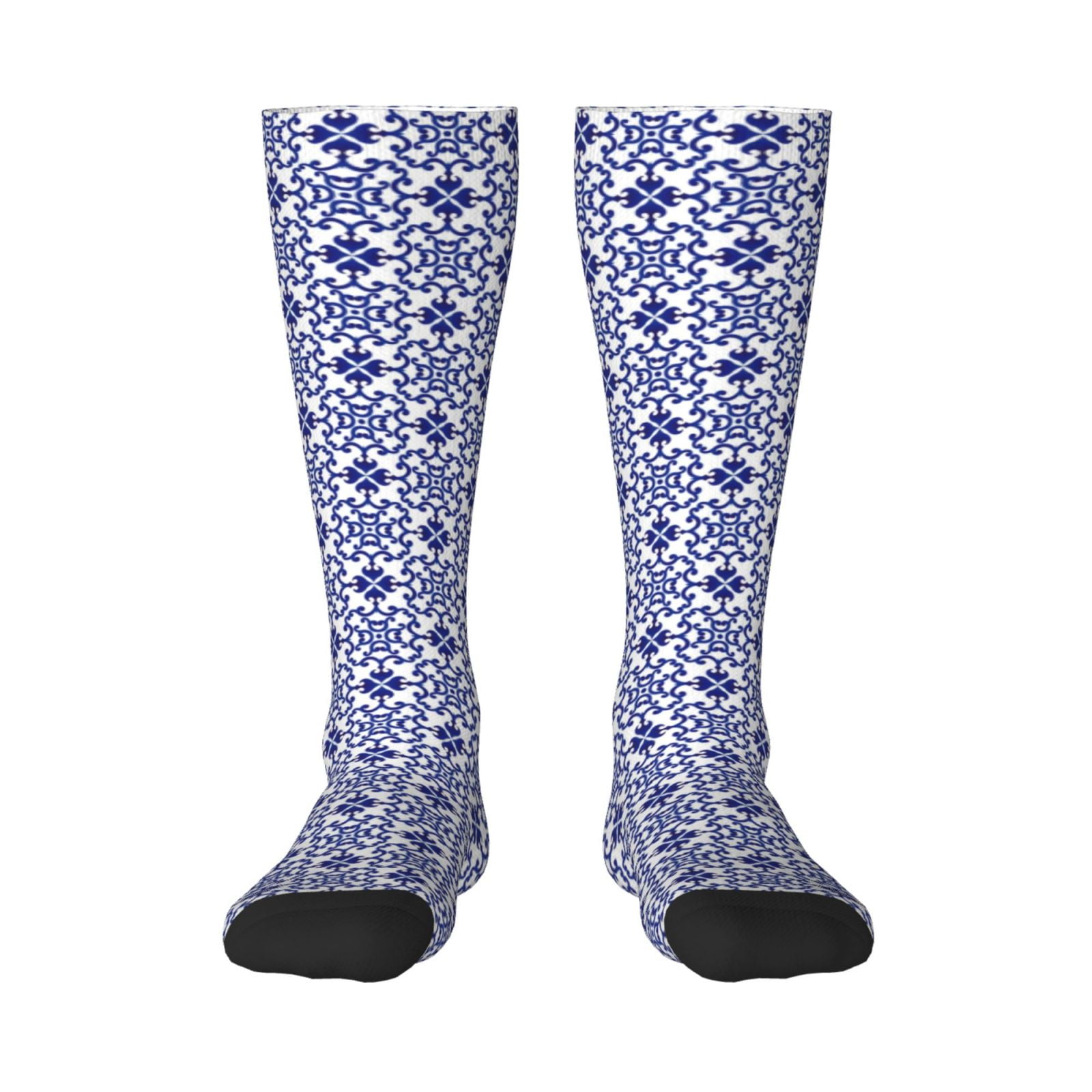 Vsdgher Porcelain Chinaware Print Thigh High Socks Extra Long Stretchy ...