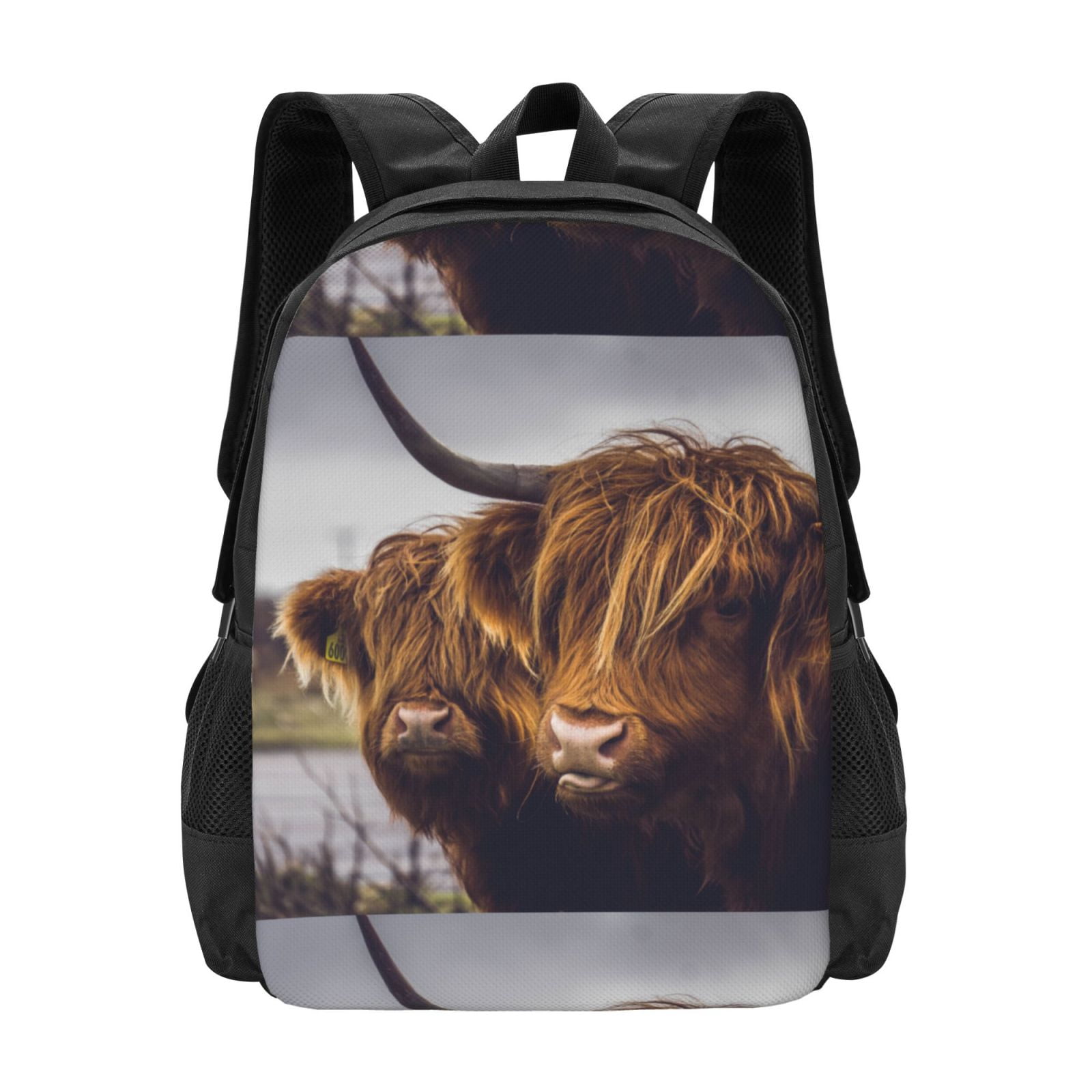 Vsdgher Portrait Of Cow With Its Baby Cow Print Backpack for Women Men School Bookbag with Laptop Compartment for College Work Travel, Simple Fashion Casual Daypack, Fit 15" Laptop