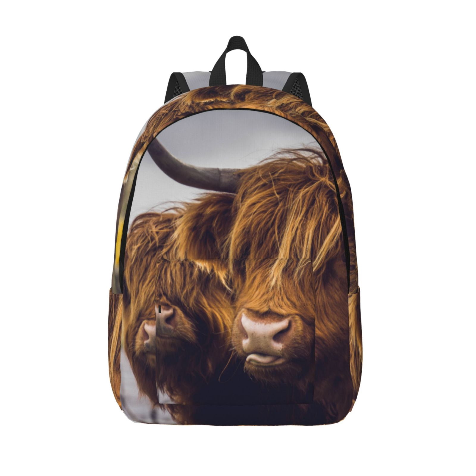 Vsdgher Portrait Of Cow With Its Baby Cow Print Canvas Backpack Travel Rucksack Unisex Knapsack 15.7/17.7Inch Laptop Backpack for Work,College -Medium