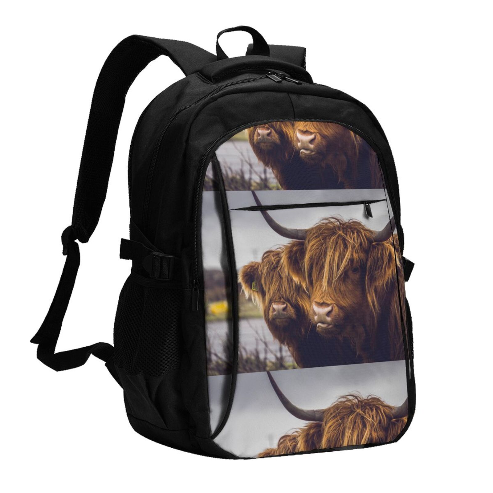 Vsdgher Portrait Of Cow With Its Baby Cow Print Travel Laptop Backpack, Laptops Backpack with USB Charging Port, Water Resistant Computer Bag Gift for Men & Women