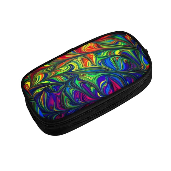 Vsdgher Pride Rainbow Print Large Capacity Pencil Case Pouch with Zipper, Portable Aesthetic Big Capacity Pencil Cases Pen Office Travel Stationery Bag