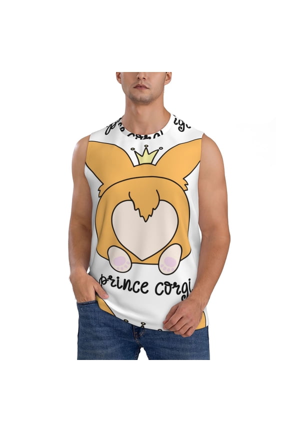 Prince Corgi Dog Print Workout Tank Tops Gym Sleeveless Fitness Muscle Tee -XX-Large