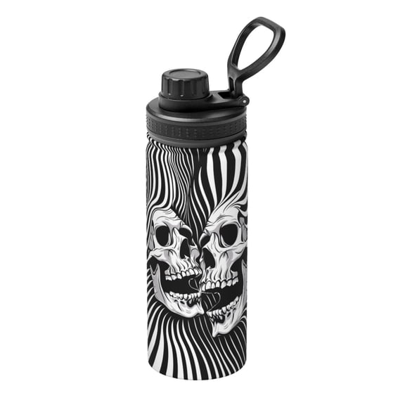 Vsdgher Psychedelic Skull Illusion Art 18oz Sports Insulated Kettle, Stainless Steel Insulated Cup for Women Men for Fitness, Gym & Outdoor
