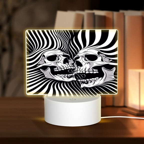Vsdgher Psychedelic Skull Illusion Art Rectangular Acrylic Night Light Acrylic Sleep Night Light Friend Gifts for Birthday Gifts for Women Teens Boys Girls