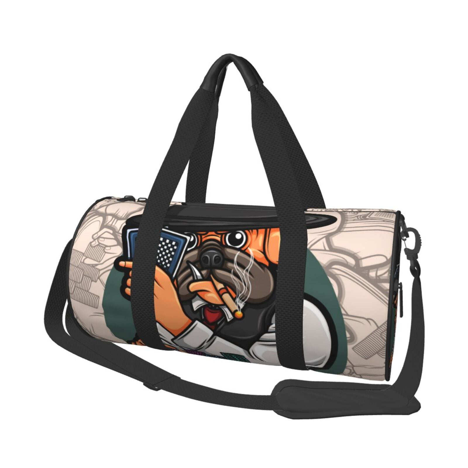 Vsdgher Pug Dog 45L Foldable Duffel Bag, Sports Gym Bag,Overnight Bag, Portable Weekender Bag for Airplanes