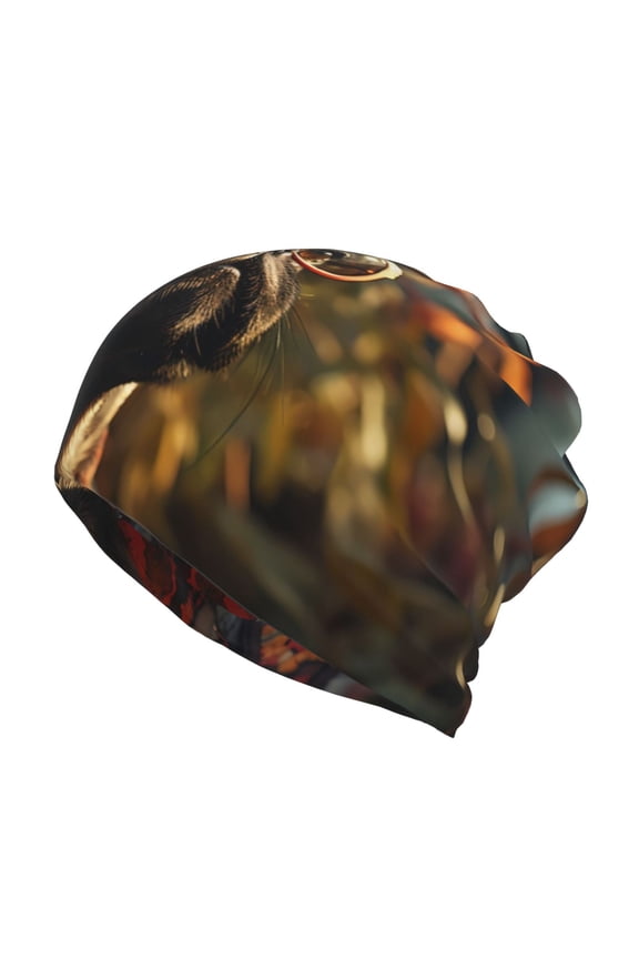 Pug Wearing Sunglasses Flowers Slouchy Beanie Hat for Men/Women, Skull Cap Chemo Cap Night Sleeping Cap