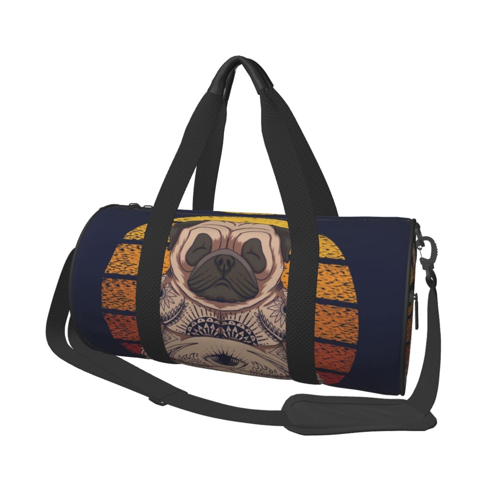 Vsdgher Pug dog Yoga 45L Foldable Duffel Bag, Sports Gym Bag,Overnight Bag, Portable Weekender Bag for Airplanes
