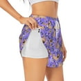 thumbnail image 1 of Vsdgher Pugs and Flowers Print Women's Running Double Layer Shorts High Waisted with Pockets Elastic Yoga Workout Athletic Gym Sports, 1 of 8