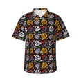 thumbnail image 1 of Vsdgher Pumpkin And Flying Bat Print Men's Hawaiian Shirts Button Down Tropical Holiday Beach Shirts Vacation Clothes,, 1 of 7