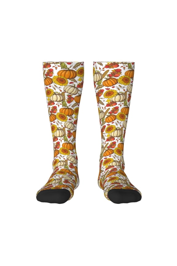 Pumpkin Corn Daisy Knee Socks, High Socks Long Stretchy Sock Women Knee High Stocking, Long Socks for Women