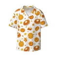 thumbnail image 1 of Vsdgher Pumpkin Maple Leaves Print Men's Wrinkle Free Untucked Cuban Shirt Business Casual Button Down Shirts Short Sleeve Shirt, 1 of 1