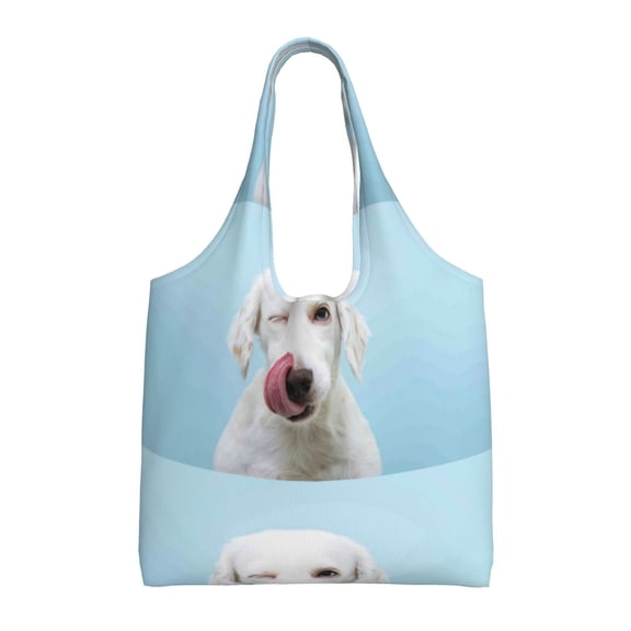 Vsdgher Puppy Licks Nose Print canvas Tote Bag, Lightweight Cloth Bags, Suitable for shopping, groceries, travel