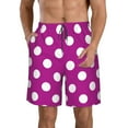 thumbnail image 1 of Vsdgher Purlpe And White Polka Dot Men's Beach Shorts, Surfing shorts, Swim trunks, Quick Dry Swim Trunks for Surfing Beach Fun -Small, 1 of 6