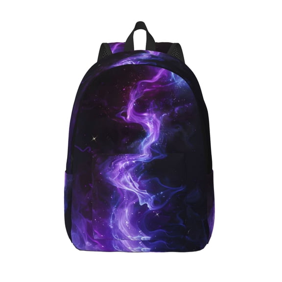 Vsdgher Purple And Blue Nebula Print Canvas Backpack Travel Rucksack Unisex Knapsack 15.7/17.7Inch Laptop Backpack for Work,College -Medium