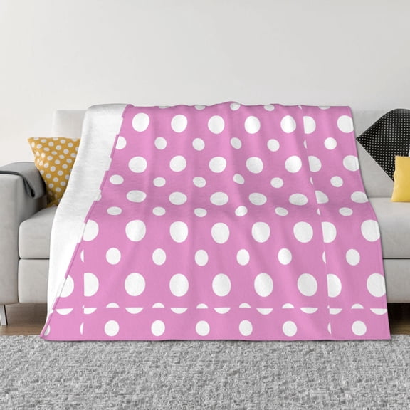 Vsdgher Purple And White Polka Dot Pattern Fleece Throw Blanket, Horizontal Fleece Bedding Home Decor for Couch & Bed All Season Use -80"x60"
