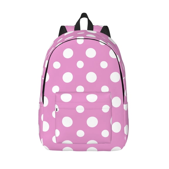 Vsdgher Purple And White Polka Dot Print Canvas Backpack Travel Rucksack Unisex Knapsack 15.7/17.7Inch Laptop Backpack for Work,College -Medium