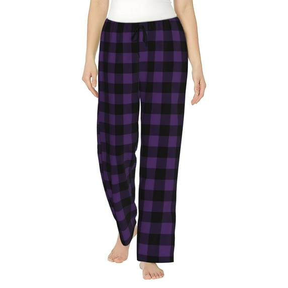 Vsdgher Purple Black Plaid Women’s Womens Pajama Pants, Lounge Wide Leg PantsLounge Pants,Sleep Bottoms, Lounge for Women-XX-Large