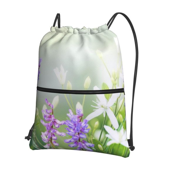 Vsdgher Purple Butterfly On Wild Drawstring Backpack Water Resistant String Bag Sports Sackpack Gym Sack for Men Women