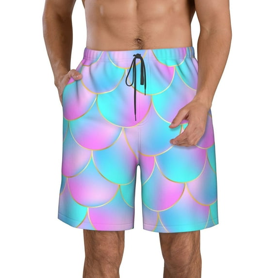 Vsdgher Purple Dragon Scales Men's Beach Shorts, Surfing shorts, Swim trunks, Quick Dry Swim Trunks for Surfing Beach Fun -Large