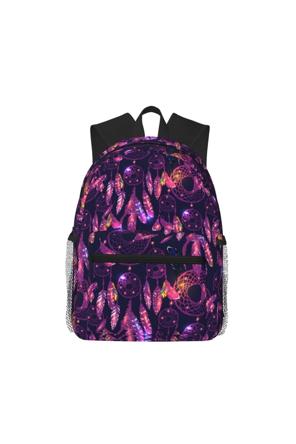 Purple Dreamcatcher Unisex Large Capacity Bookbag, Schoolbag, Casual Daypack for High School, College, Teens, Travel, Work
