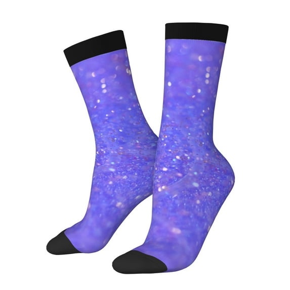 Vsdgher Purple Glitter Crew Socks for Men & Women, Breathable Casual Athletic Ankle Socks