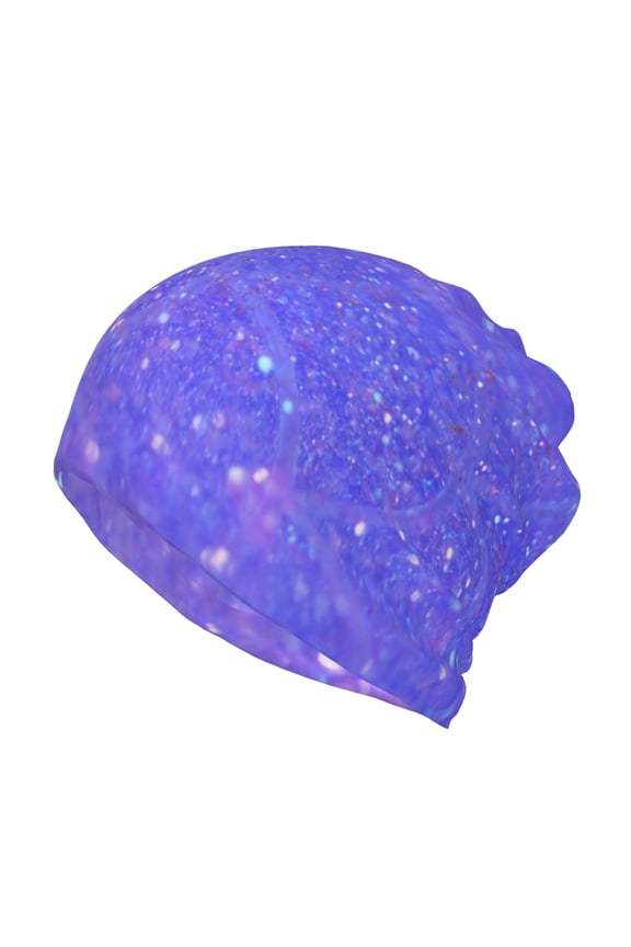 Purple Glitter Slouchy Beanie Hat for Men/Women, Skull Cap Chemo Cap Night Sleeping Cap