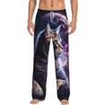 thumbnail image 1 of Vsdgher Purple Moon Cat Print Mens Pajama Pants Sleep & Lounge Pants, PJ Bottoms With elastic waistb and Pockets, 1 of 5