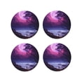thumbnail image 1 of Vsdgher Purple Moon Tree Night Sky Leather Coasters for Drinks, Durable Drink Coasters 4 Set for Tabletop Protection, Luxurious Home Décor and Housewarming Gift ( {designName})Round Shape, 1 of 6