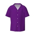 thumbnail image 1 of Vsdgher Purple Print Men's Wrinkle Free Untucked Cuban Shirt Business Casual Button Down Shirts Short Sleeve Shirt, 1 of 7
