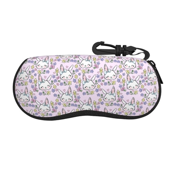 Vsdgher Purple Rabbit Sunglasses Soft Case Neoprene Zipper Eyeglass Case, Zipper Portable Spectacle Cases for Men Women