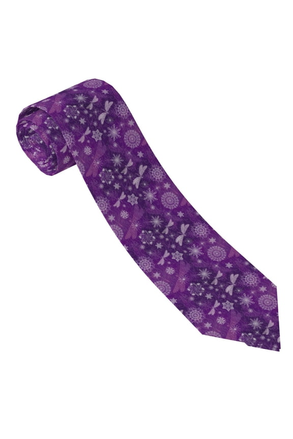 Purple Snowflakes Print Ties for Men 4.7" Formal Necktie Wedding Accessory Men's Business Ties for Wedding Bussiness Work