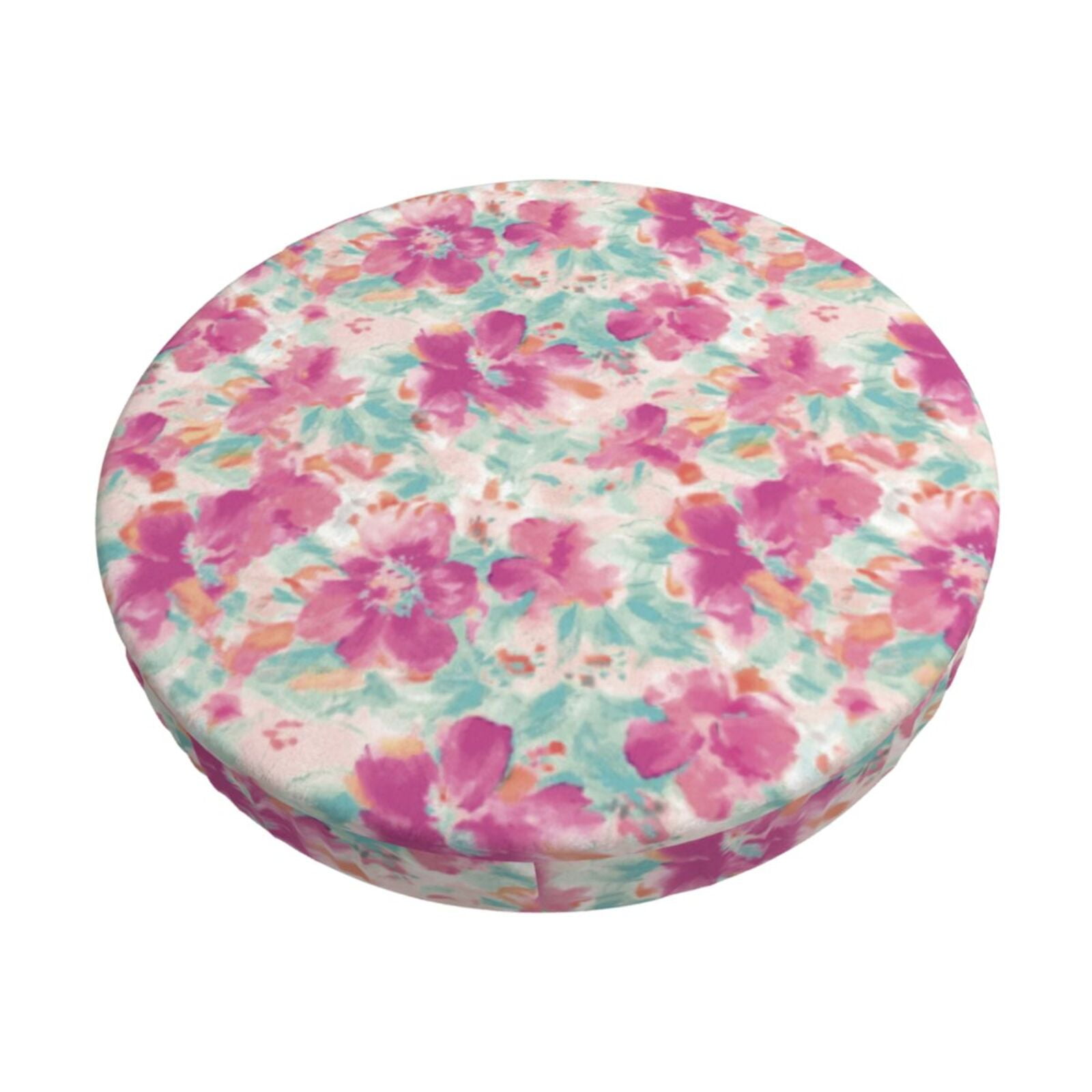 Vsdgher Purple Watercolor Flowers Print Stool Covers Round,Stretch