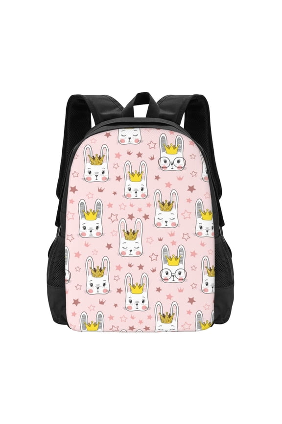 Queen For Rabbit Print Backpack for Women Men School Bookbag with Laptop Compartment for College Work Travel, Simple Fashion Casual Daypack, Fit 15" Laptop