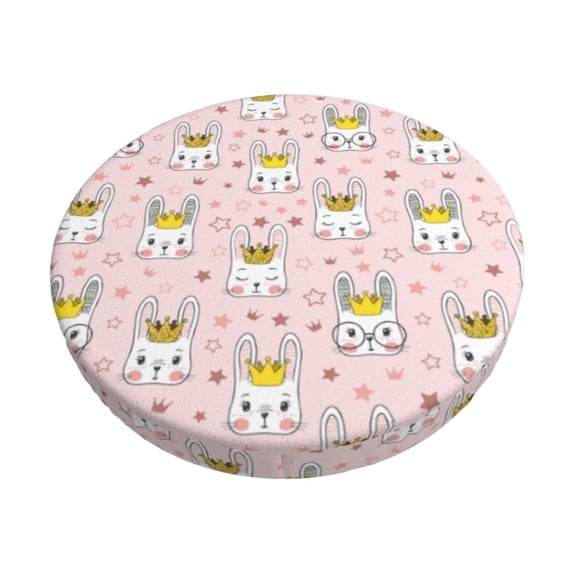 Vsdgher Queen For Rabbit Print Stool Covers Round,Stretch Round Stool Covers Washable Stool Cushion Slipcover Elastic Chair Covers for 12-14 Inch Chair