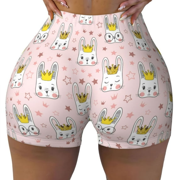 Vsdgher Queen For Rabbit print Workout Shorts for Women Seamless Soft Smooth Gym Yoga Scrunch Active Exercise Fitness Shorts