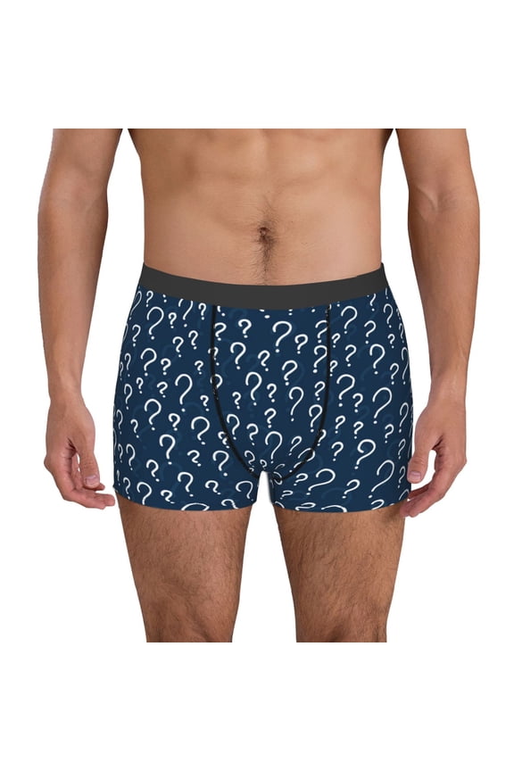 Question Marks Pattern Men's Boxer Brief Underwear,Soft Funny Underwear for Men-Medium