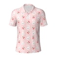 thumbnail image 1 of Vsdgher Rabbit And Cherry Print Men's Short Sleeve Stretch Polo Shirt, Moisture-Wicking Performance Polo Shirt, 1 of 8