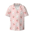 thumbnail image 1 of Vsdgher Rabbit And Cherry Print Men's Wrinkle Free Untucked Cuban Shirt Business Casual Button Down Shirts Short Sleeve Shirt, 1 of 1