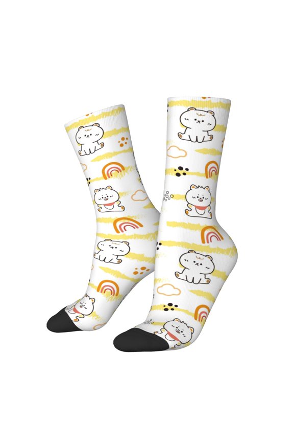 Rabbit And Milk Tea Crew Socks for Men & Women, Breathable Casual Athletic Ankle Socks