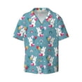 thumbnail image 1 of Vsdgher Rabbit And Rainbow Print Men's Wrinkle Free Untucked Cuban Shirt Business Casual Button Down Shirts Short Sleeve Shirt, 1 of 1