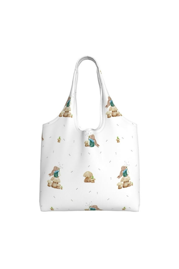 Rabbit Blowing Dandelions Print canvas Tote Bag, Lightweight Cloth Bags, Suitable for shopping, groceries, travel